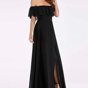 Black Off-Shoulder Bridesmaid Dress